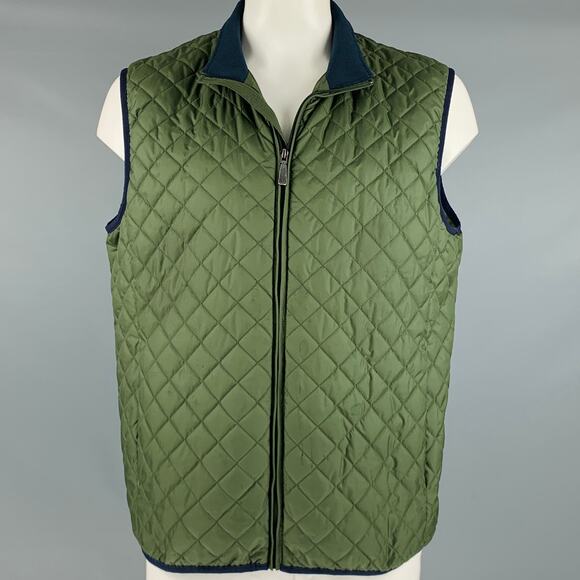 BROOKS BROTHERS Size XL Green Quilted Polyester Zip Up Vest - Picture 1 of 9